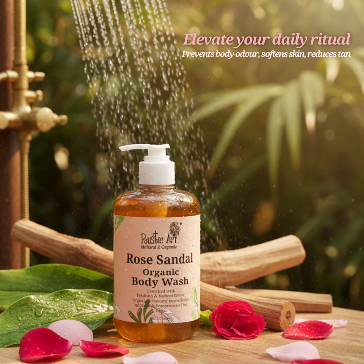 Rustic Art Organic Rose Sandal Body Wash