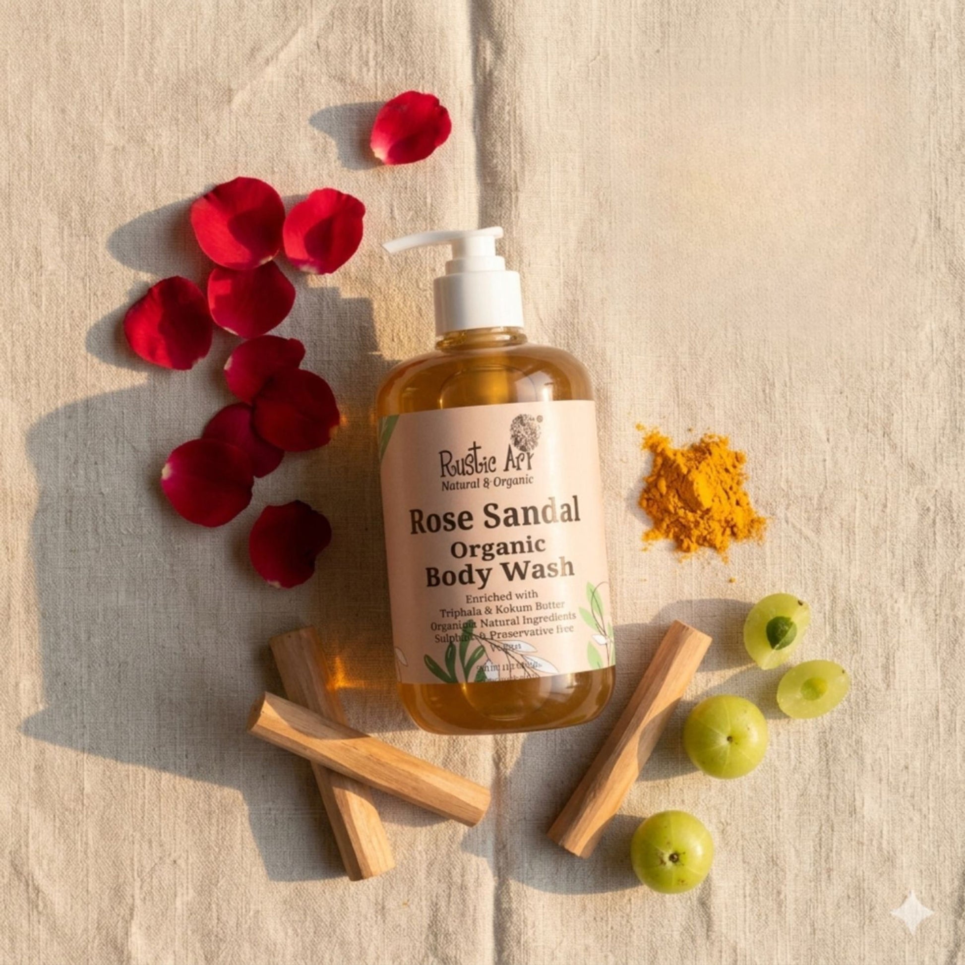 Rustic Art Organic Rose Sandal Body Wash