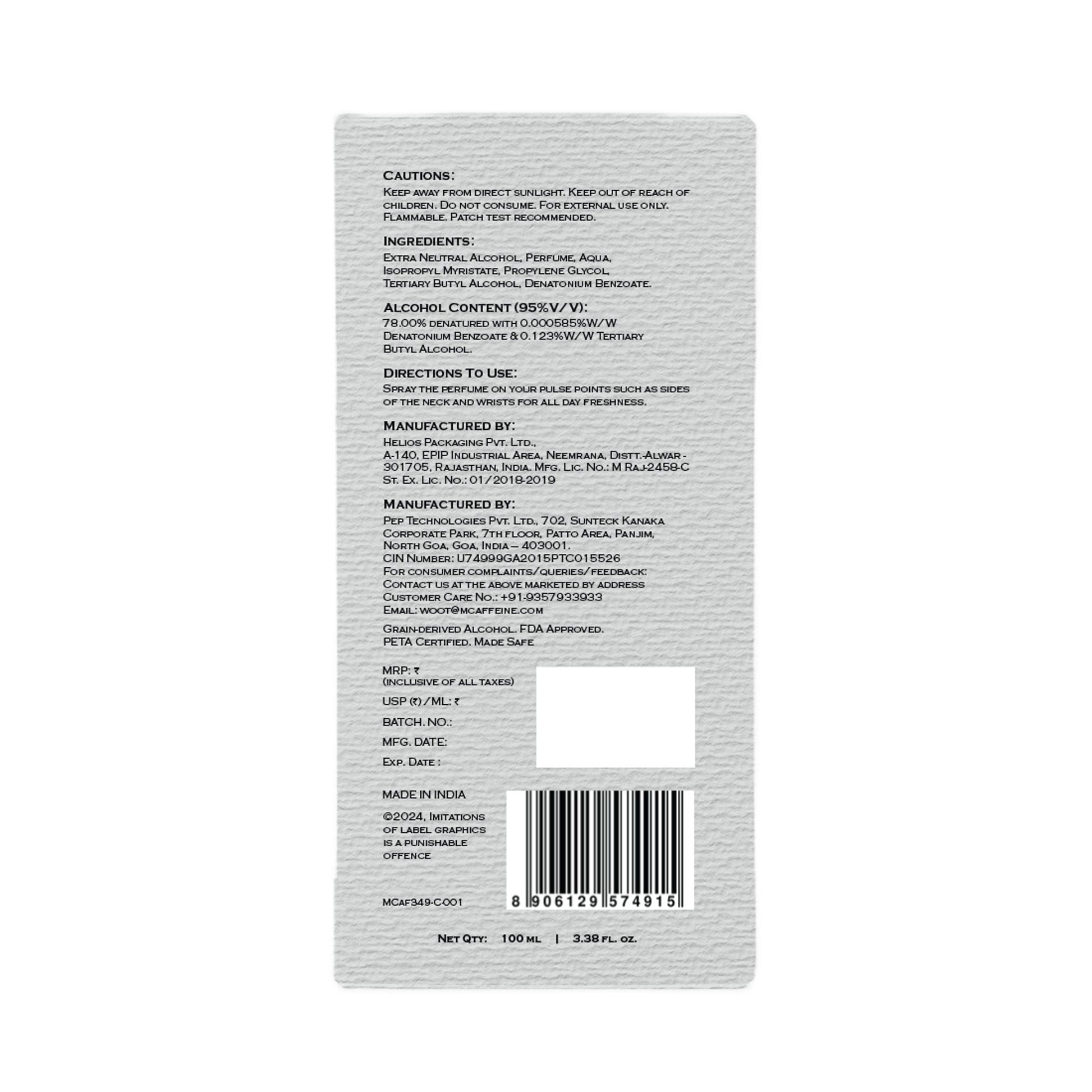 MCaffeine Fien 007 Perfume For Men
