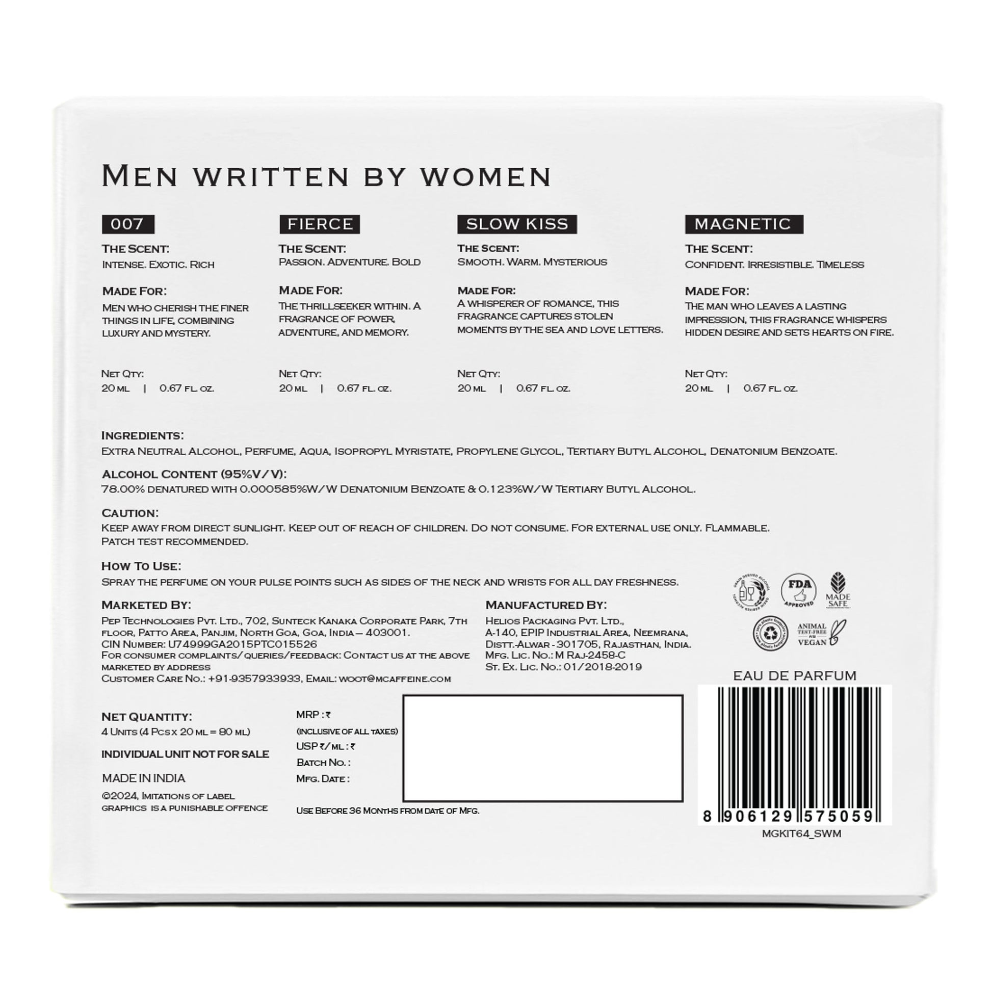 MCaffeine Fien Men Written By Women EDP Perfume Gift Set- Premium Rakhi Gift Box