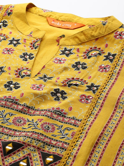Indyancart IE Ethnic Motifs Printed Pure Cotton Kurta with Trousers & Dupatta