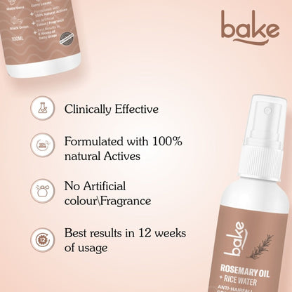 BAKE Rosemary + Rice Water Hair Growth Therapy For Hair Fall & Strengthen Hair Follicles
