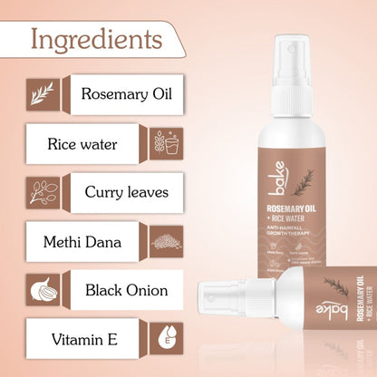 BAKE Rosemary + Rice Water Hair Growth Therapy For Hair Fall & Strengthen Hair Follicles