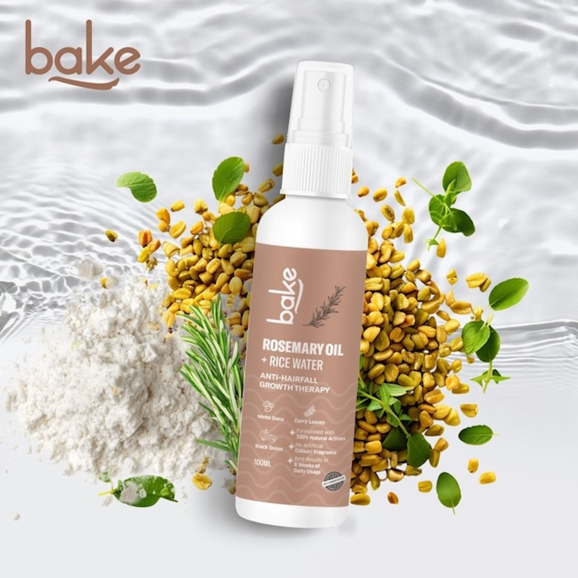 BAKE Rosemary + Rice Water Hair Growth Therapy For Hair Fall & Strengthen Hair Follicles
