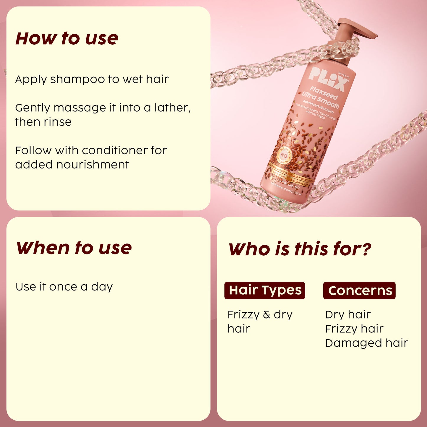 Plix The Plant Fix Flaxseed Ultrasmooth Advanced Shampoo