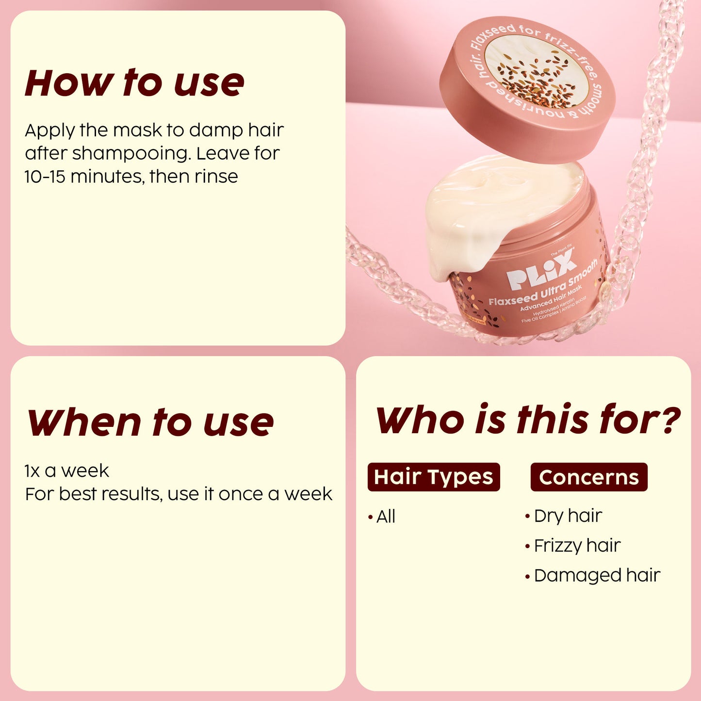 Plix The Plant Fix Flaxseed Keratin Smoothening Mask