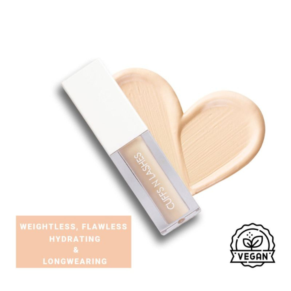 CUFFS N LASHES Cover It All Liquid Concealer in shade 02 Banana, beige liquid concealer for flawless skin coverage