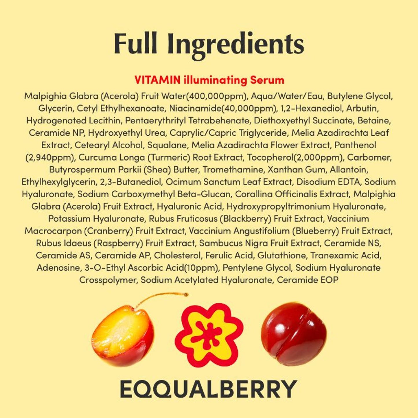 Eqqualberry Vitamin C Face Serum – Niacinamide & Ceramides, Brightening & Hydrating