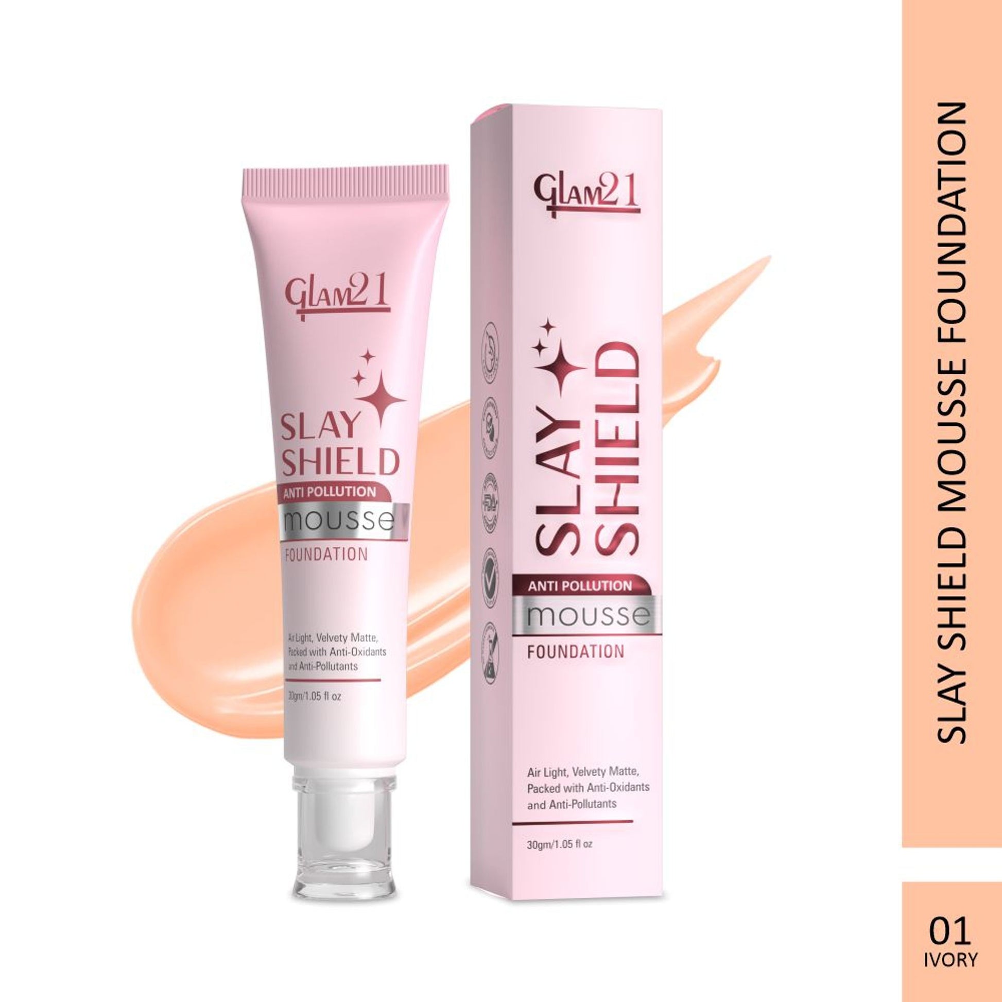 GLAM21 Slay Shield Mousse Foundation - Ivory
