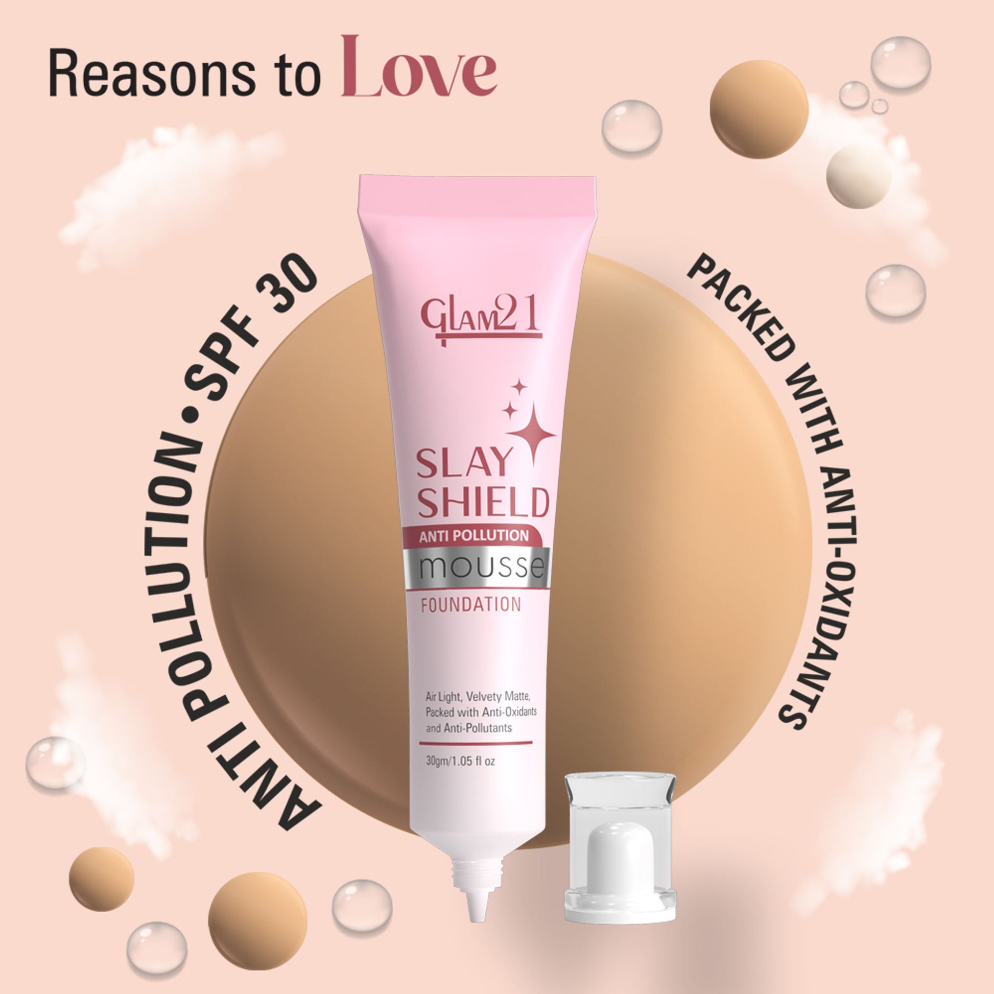 GLAM21 Slay Shield Mousse Foundation - Ivory