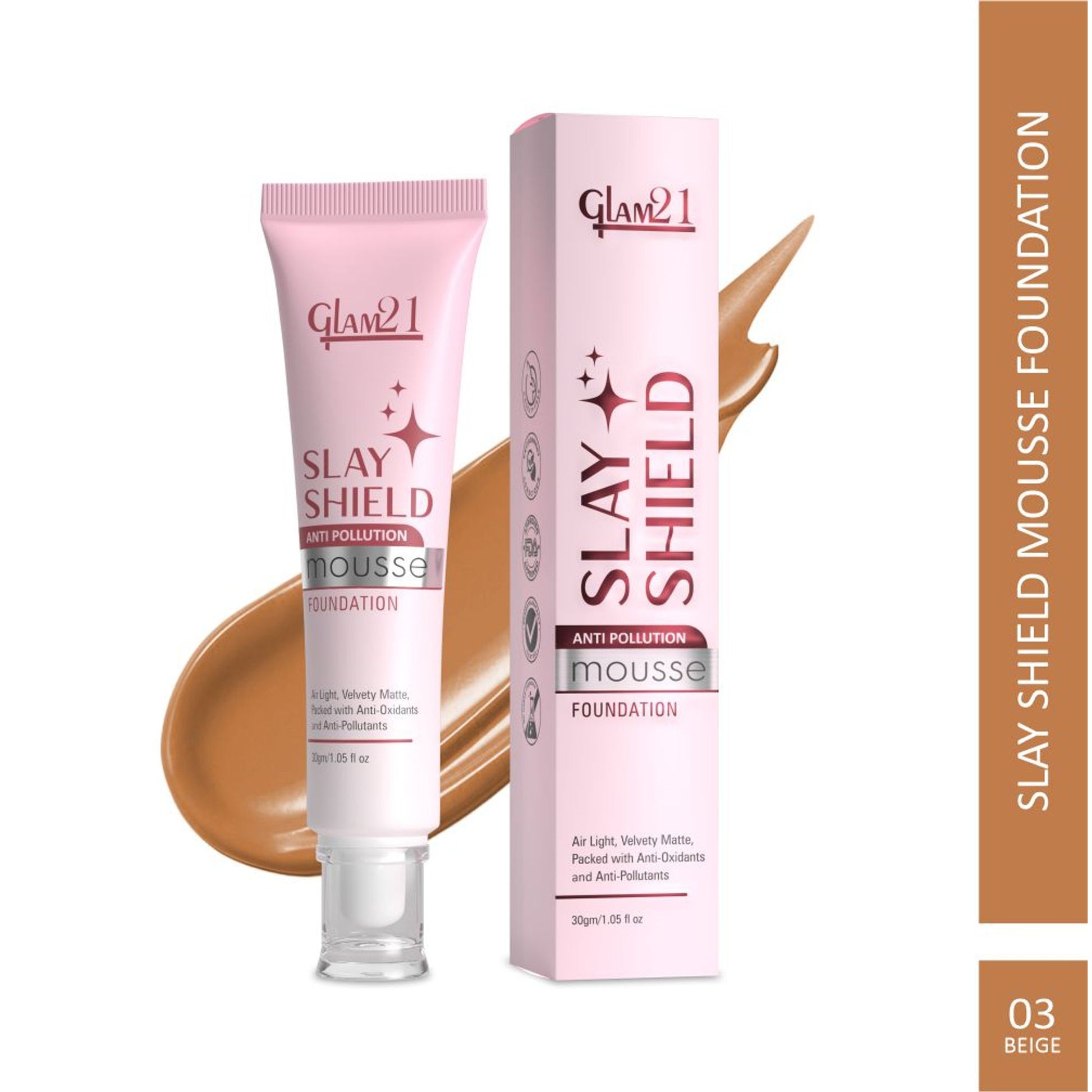 GLAM21 Slay Shield Mousse Foundation - Beige