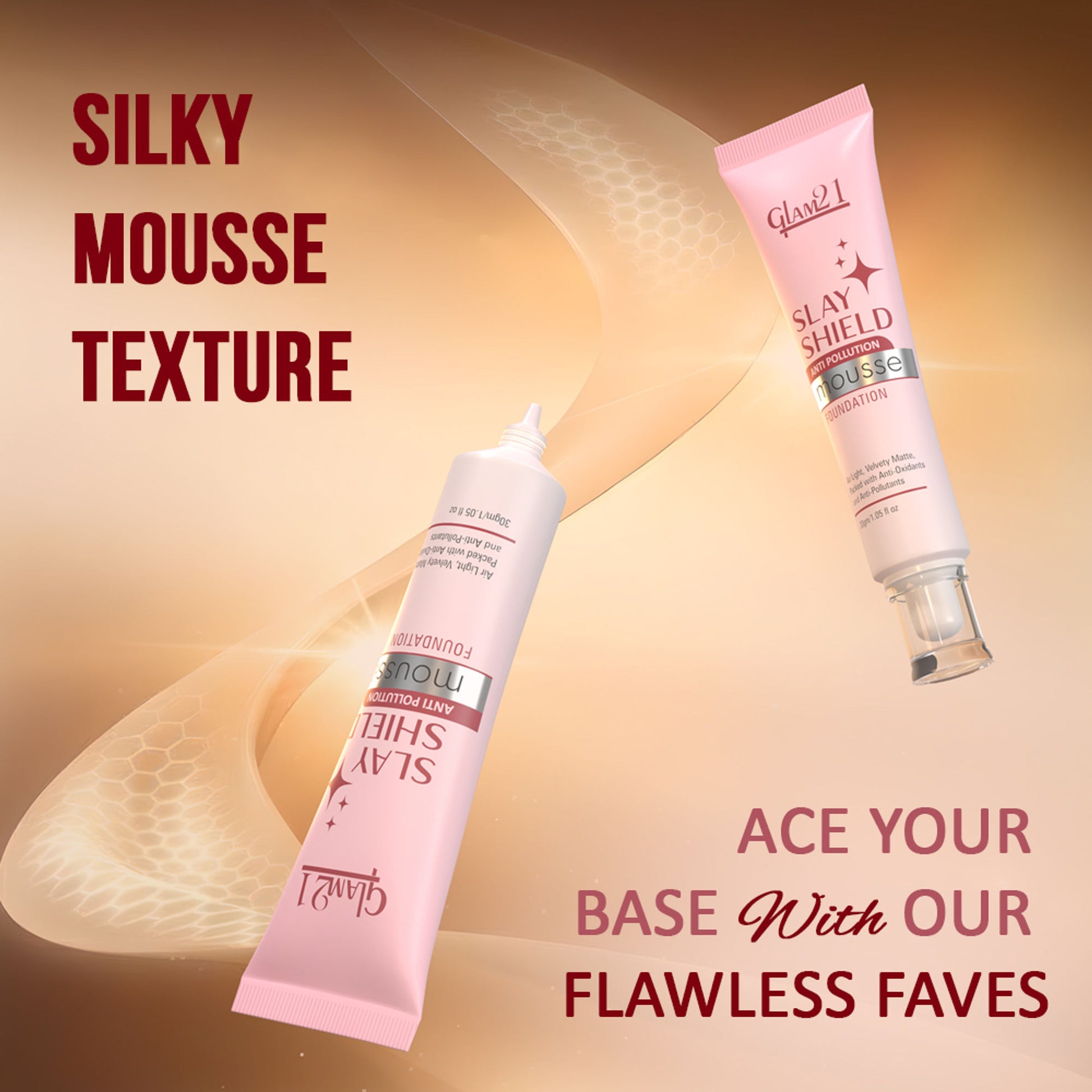 GLAM21 Slay Shield Mousse Foundation - Almond