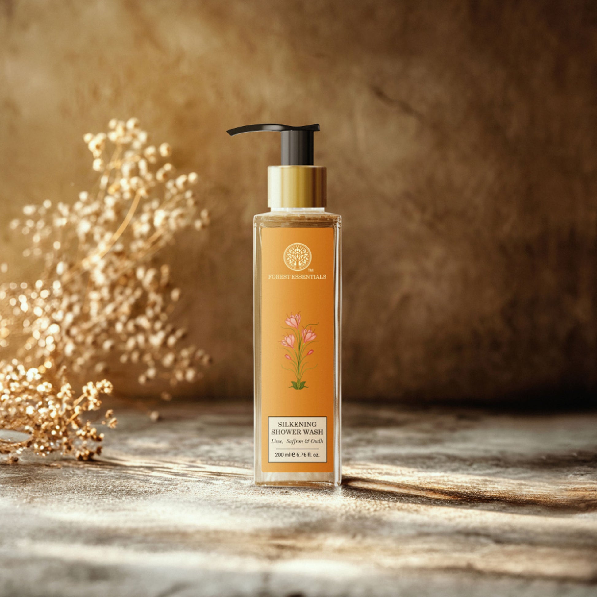 Forest Essentials Silkening Lime Saffron & Oudh Natural Shower Wash