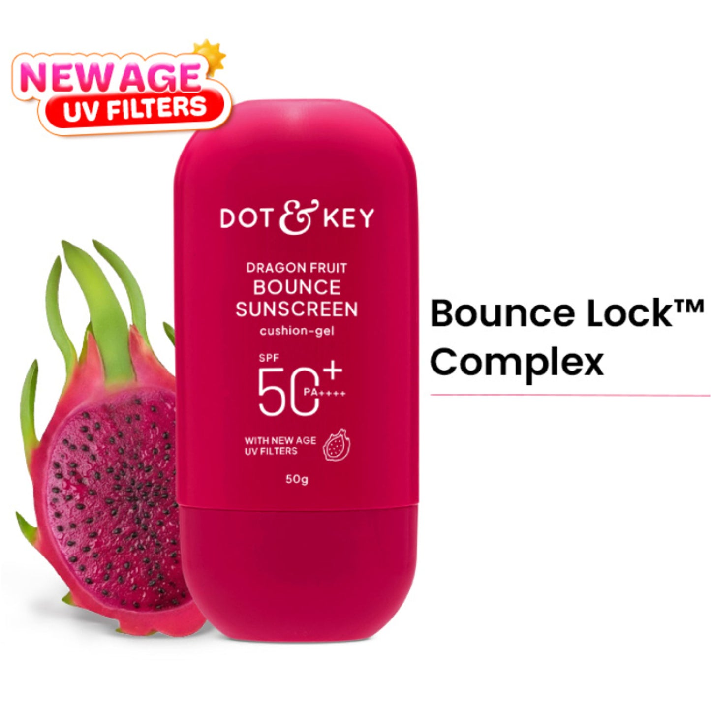 Dot & Key Dragon Fruit Bounce Sunscreen In-Vivo Tested SPF 50+ PA++++, With New-Age UV Filters