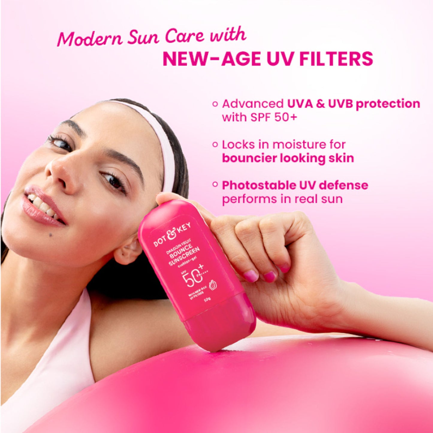 Dot & Key Dragon Fruit Bounce Sunscreen In-Vivo Tested SPF 50+ PA++++, With New-Age UV Filters