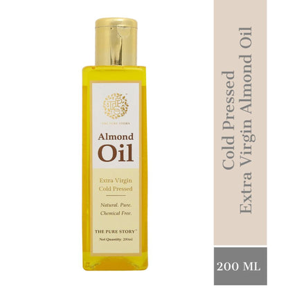 The Pure Story Natural Cold Pressed Almond Oil for Hair, Skin, Face & Massage