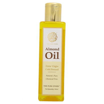 The Pure Story Natural Cold Pressed Almond Oil for Hair, Skin, Face & Massage