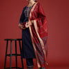 Dhiyona IE Floral Yoke Design Pure Cotton Kurta With Trousers & Dupatta