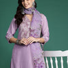 Indyancart IE Ethnic Motifs Embroidered Kurta with Trousers & With Dupatta