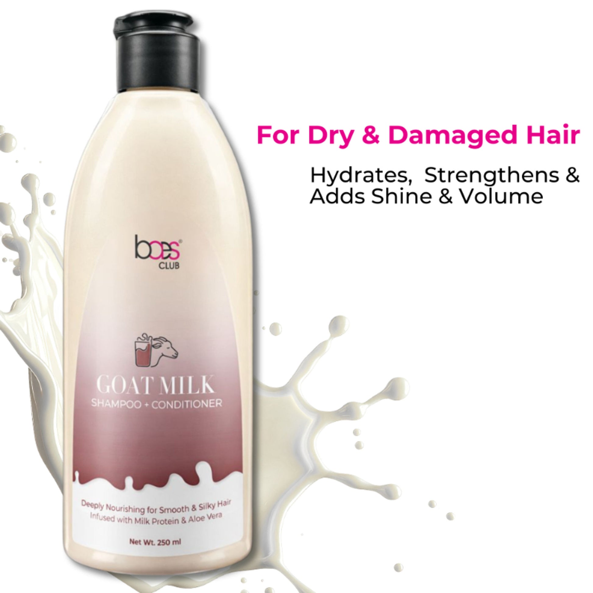 Baes Club Goat Milk Shampoo with Conditioner for Hydration, Nourishment & Frizz Free hair Unisex