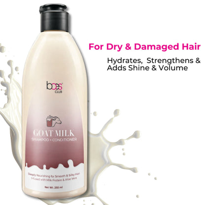 Baes Club Goat Milk Shampoo with Conditioner for Hydration, Nourishment & Frizz Free hair Unisex