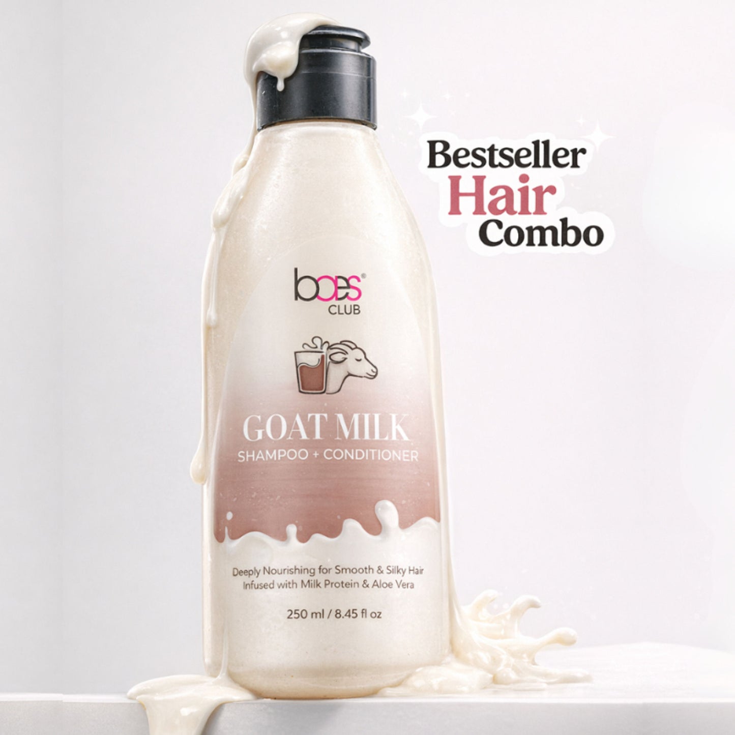 Baes Club Goat Milk Shampoo with Conditioner for Hydration, Nourishment & Frizz Free hair Unisex