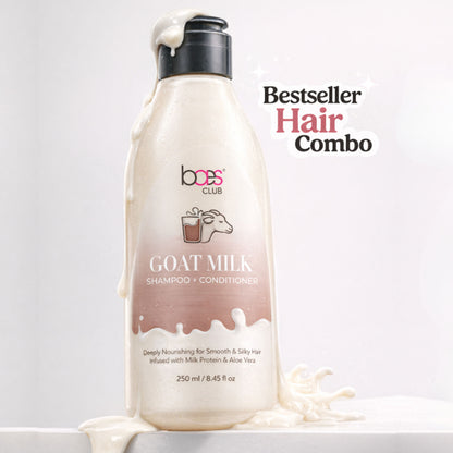 Baes Club Goat Milk Shampoo with Conditioner for Hydration, Nourishment & Frizz Free hair Unisex