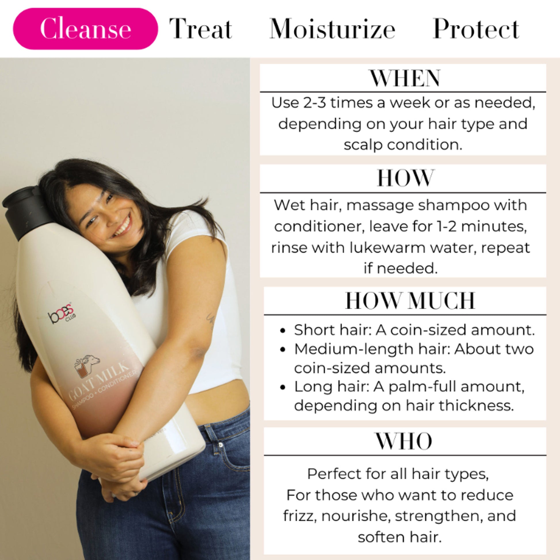 Baes Club Goat Milk Shampoo with Conditioner for Hydration, Nourishment & Frizz Free hair Unisex