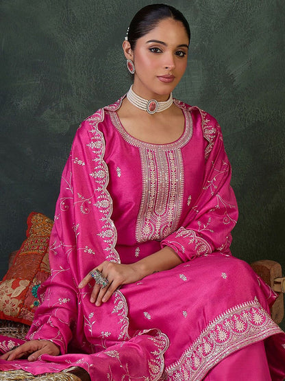 Women Ethnic Motifs Embroidered Kurta with Trousers & Dupatta