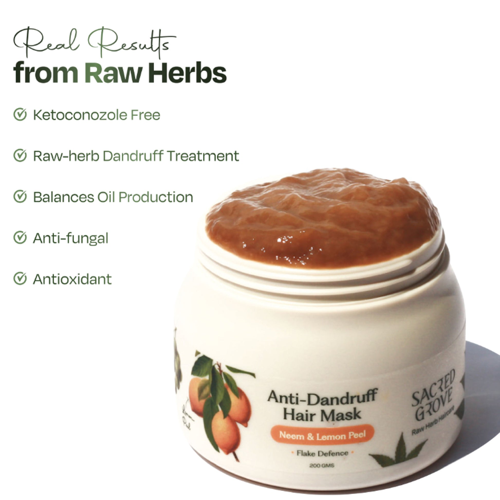 Sacred Grove Neem Anti-Dandruff Hair Mask Plant based Intense Dandruff Treatment for flaky scalp
