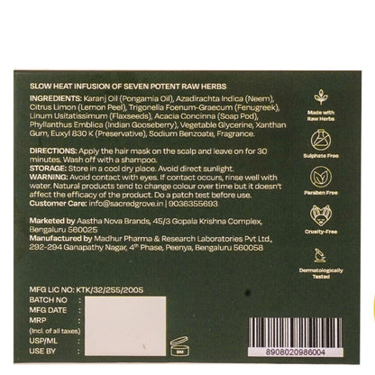Sacred Grove Neem Anti-Dandruff Hair Mask Plant based Intense Dandruff Treatment for flaky scalp