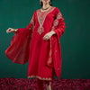 Dhiyona IE Red Ethnic Motifs Embroidered Regular Kurta with Trousers & Dupatta