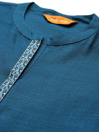 Indyancart IE Embroidered Pure Cotton Kurta with Trousers & Dupatta