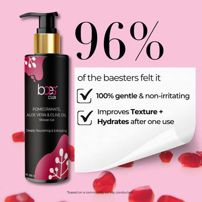 Baes Club Exfoliating Shower Gel With Pomegranate, Olive Oil & Glycolic Acid, Soap Free Unisex