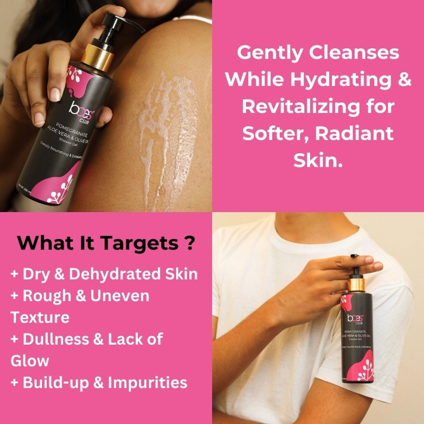 Baes Club Exfoliating Shower Gel With Pomegranate, Olive Oil & Glycolic Acid, Soap Free Unisex