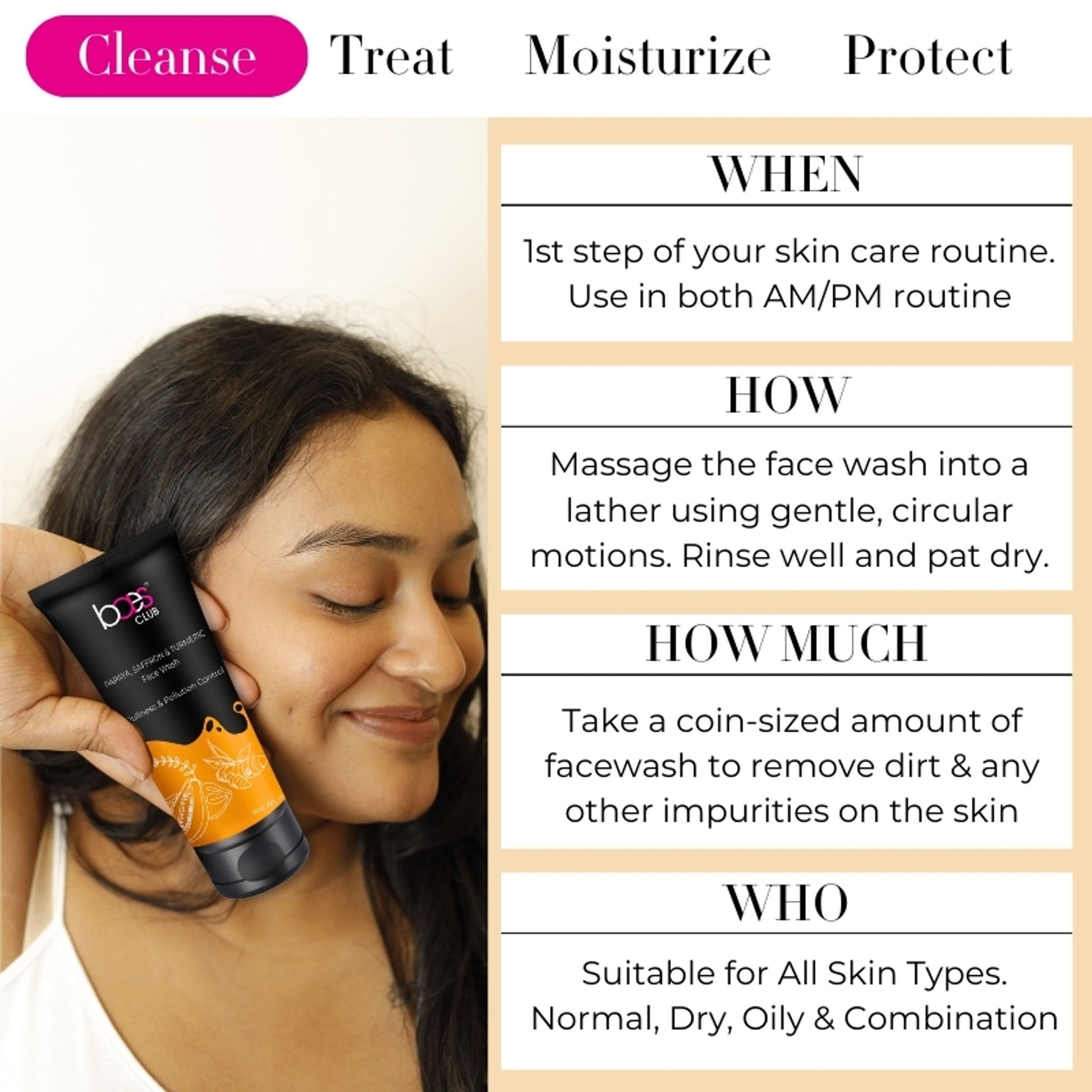 Baes Club Papaya, Saffron & Turmeric Deep Cleanse Face Wash Gentle Exfoliation Glowing Skin Unisex