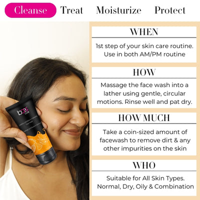 Baes Club Papaya, Saffron & Turmeric Deep Cleanse Face Wash Gentle Exfoliation Glowing Skin Unisex