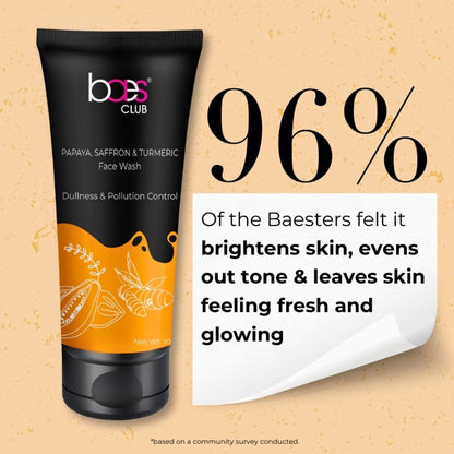 Baes Club Papaya, Saffron & Turmeric Deep Cleanse Face Wash Gentle Exfoliation Glowing Skin Unisex