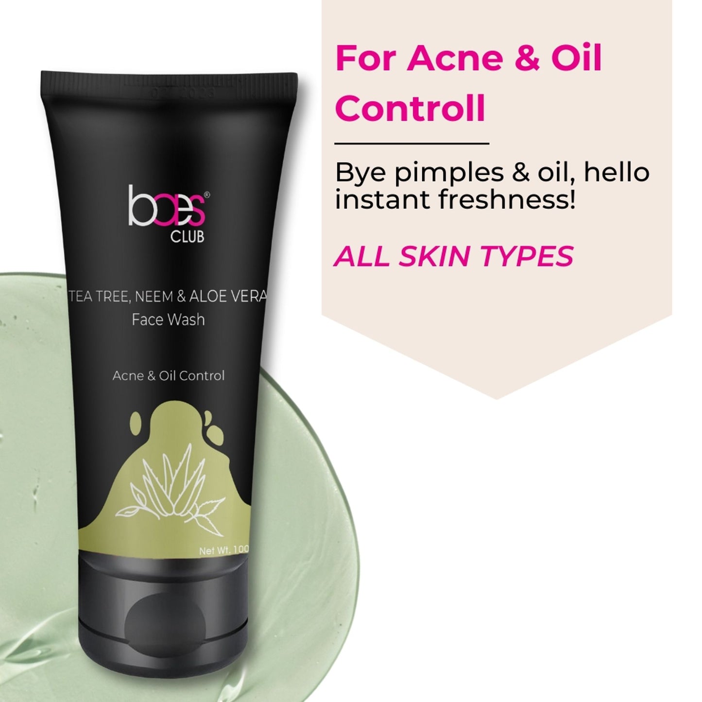 Baes Club Tea Tree, Neem & Aloe Vera Face Wash With Vitamin E For Acne & Oil Control Unisex