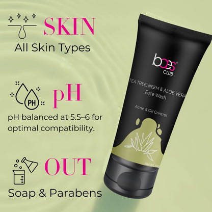 Baes Club Tea Tree, Neem & Aloe Vera Face Wash With Vitamin E For Acne & Oil Control Unisex