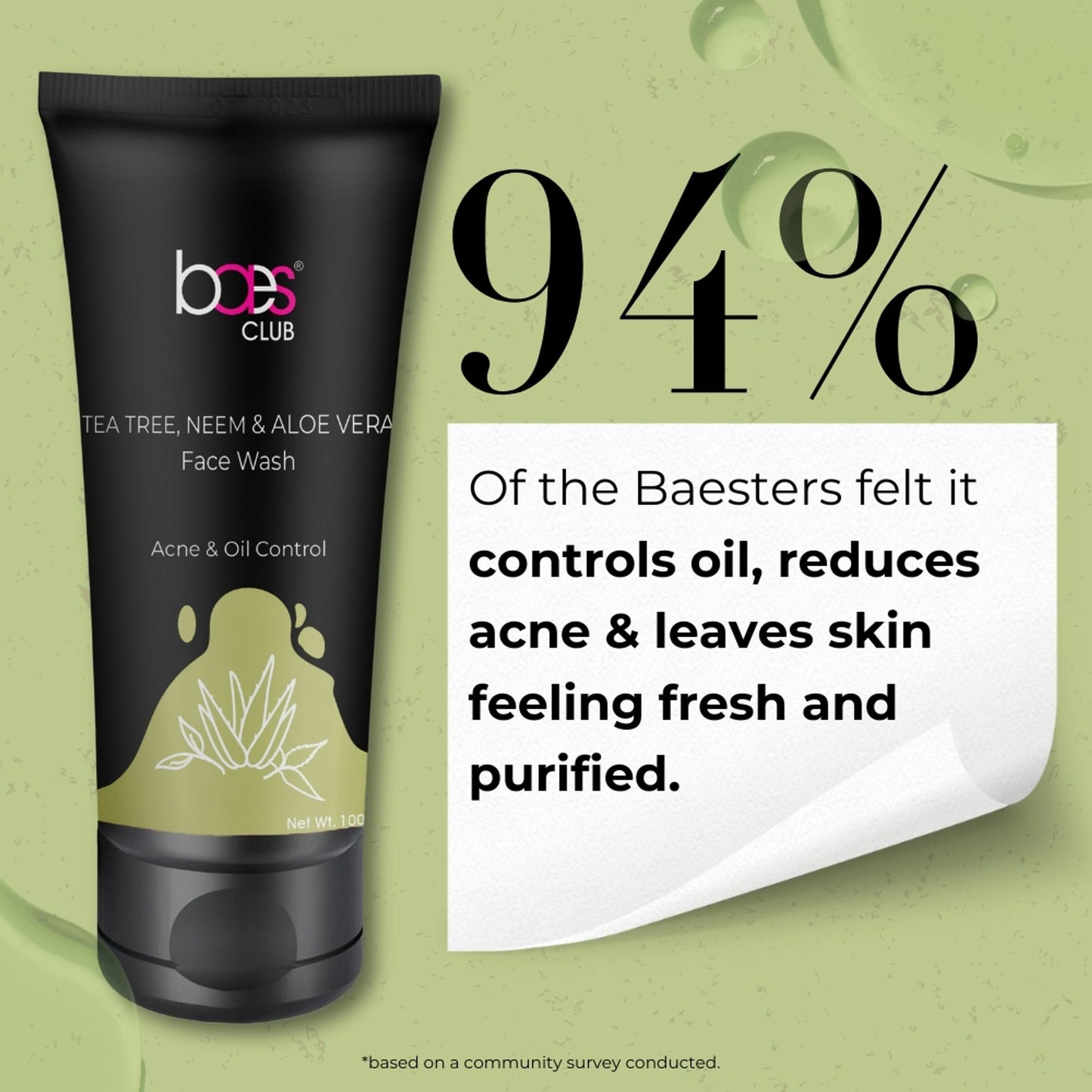 Baes Club Tea Tree, Neem & Aloe Vera Face Wash With Vitamin E For Acne & Oil Control Unisex