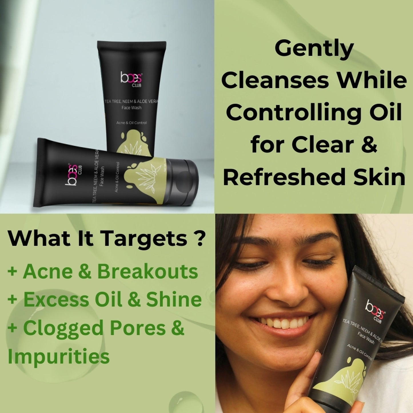 Baes Club Tea Tree, Neem & Aloe Vera Face Wash With Vitamin E For Acne & Oil Control Unisex