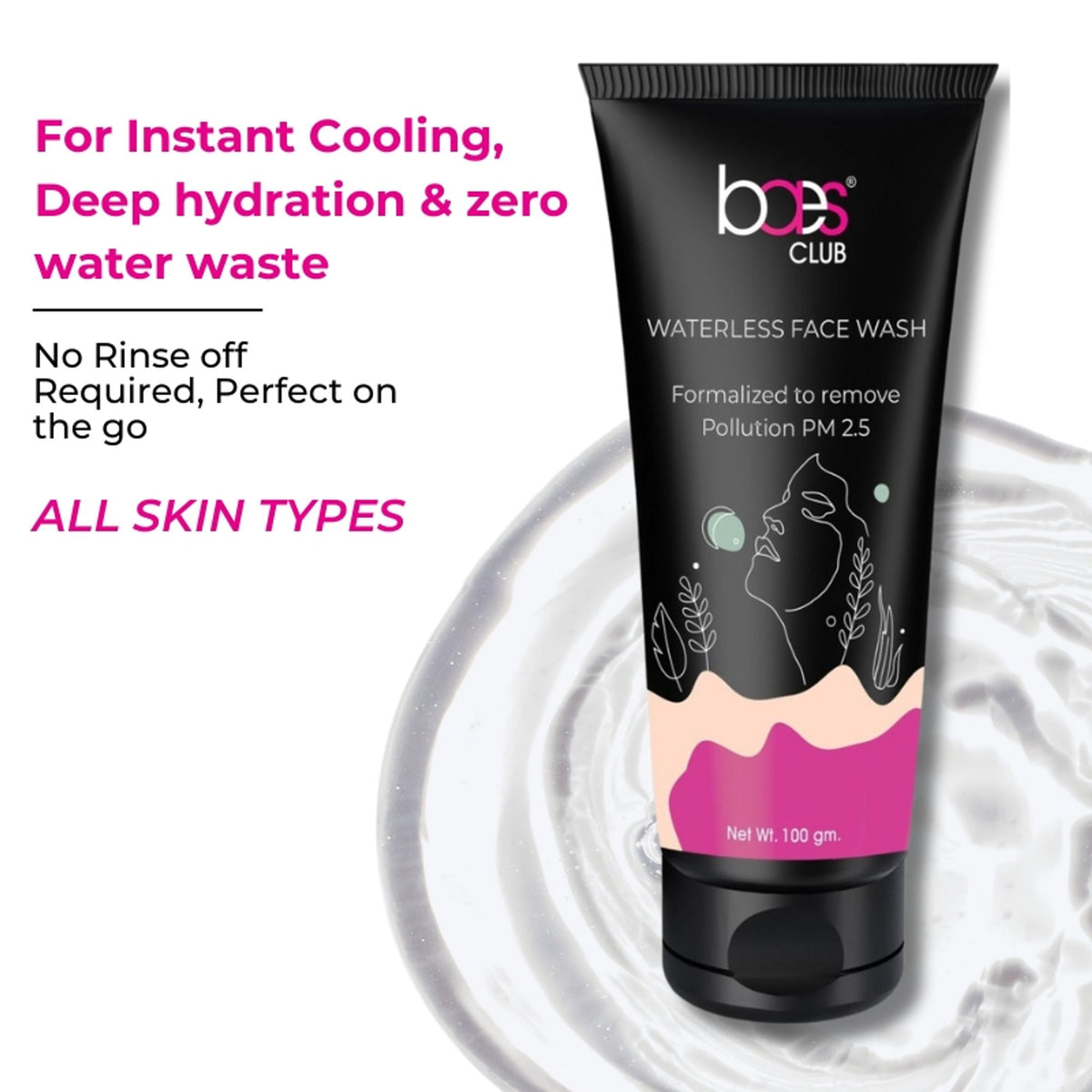 Baes Club Instant Waterless Face Wash, Just Apply & Wipe For Instant Freshness & Oil Removal Unisex