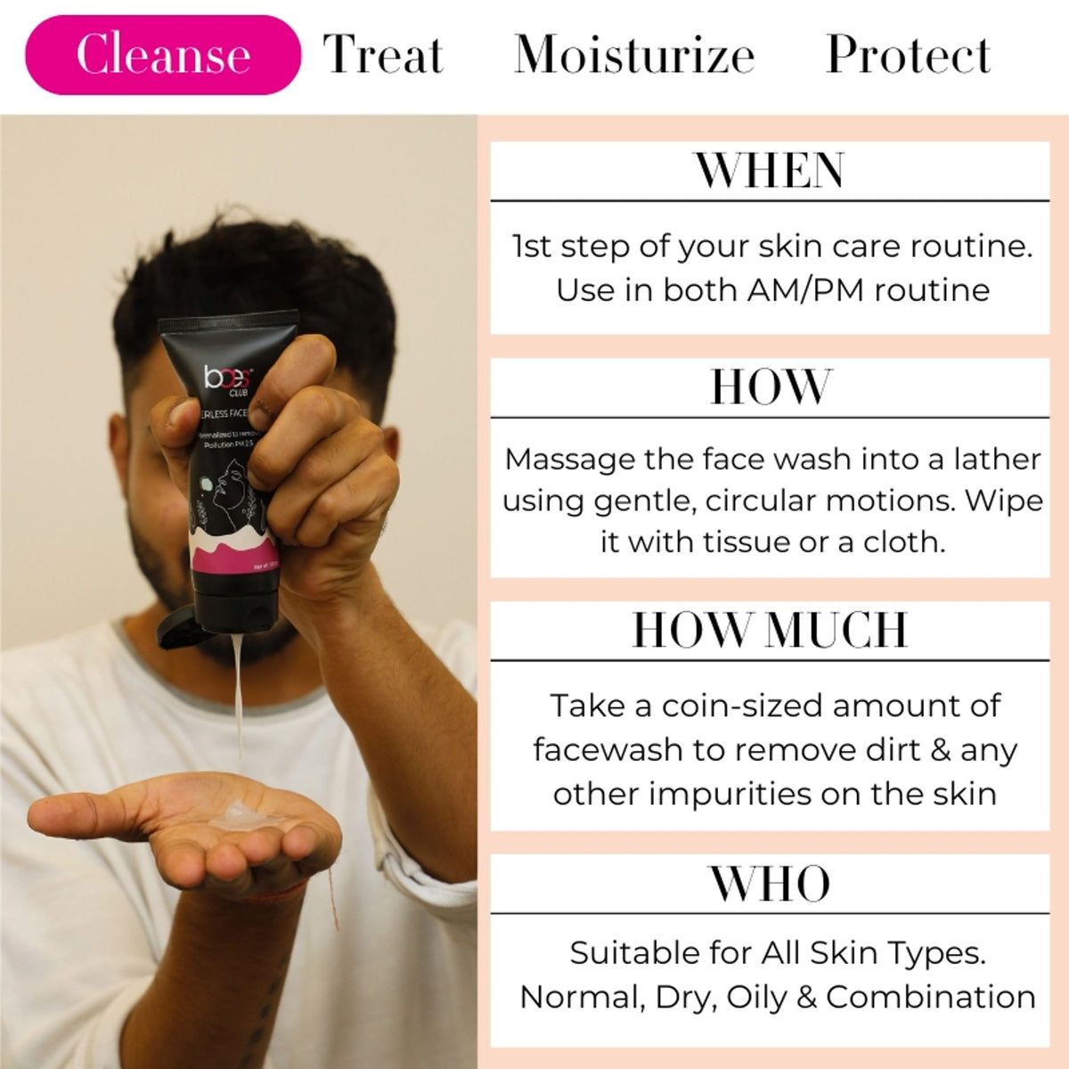 Baes Club Instant Waterless Face Wash, Just Apply & Wipe For Instant Freshness & Oil Removal Unisex