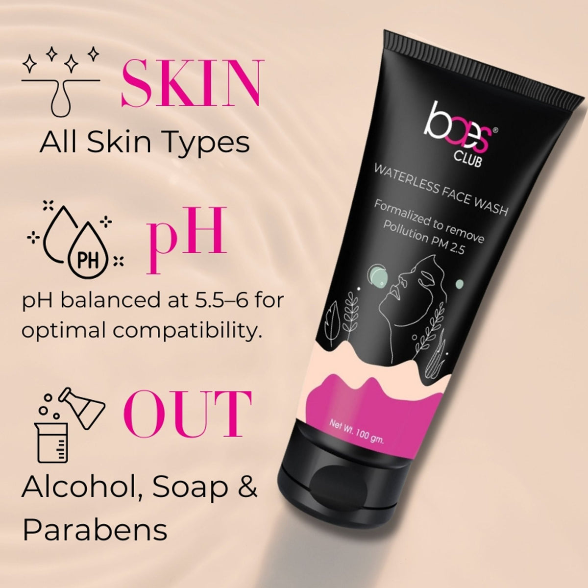 Baes Club Instant Waterless Face Wash, Just Apply & Wipe For Instant Freshness & Oil Removal Unisex