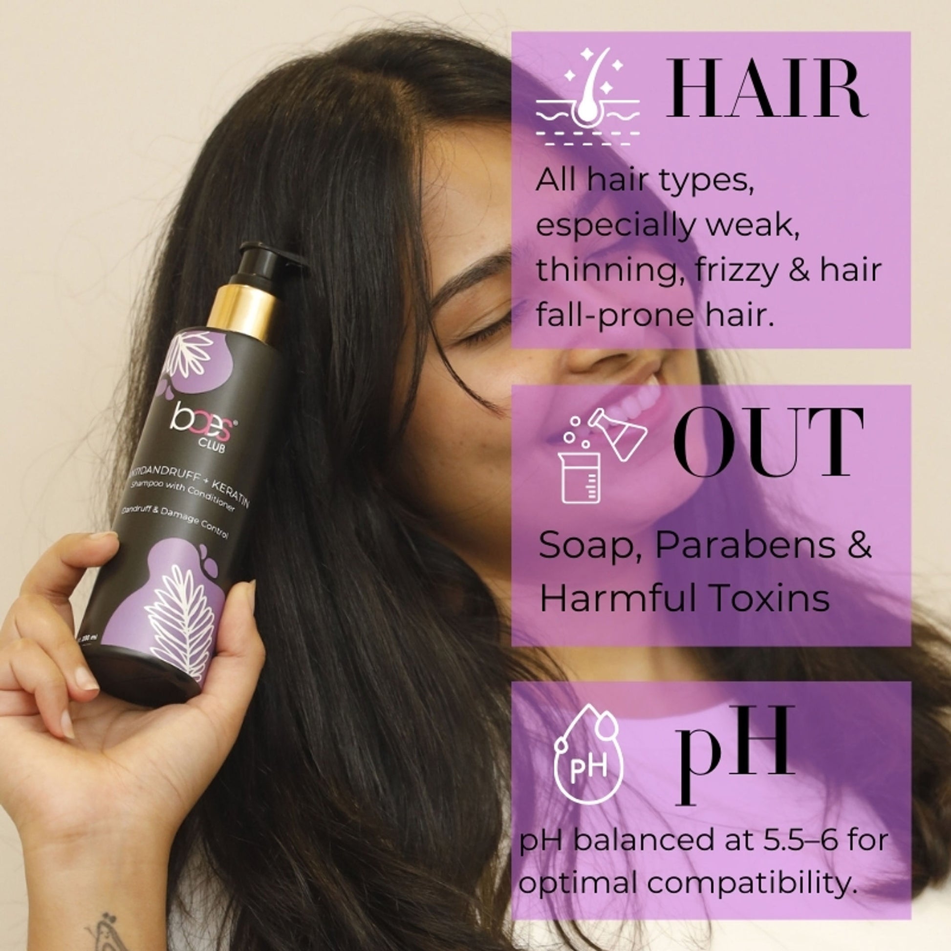 Baes Club Antidandruff + Keratin Shampoo With Conditioner Helps With Itching & Redness Unisex