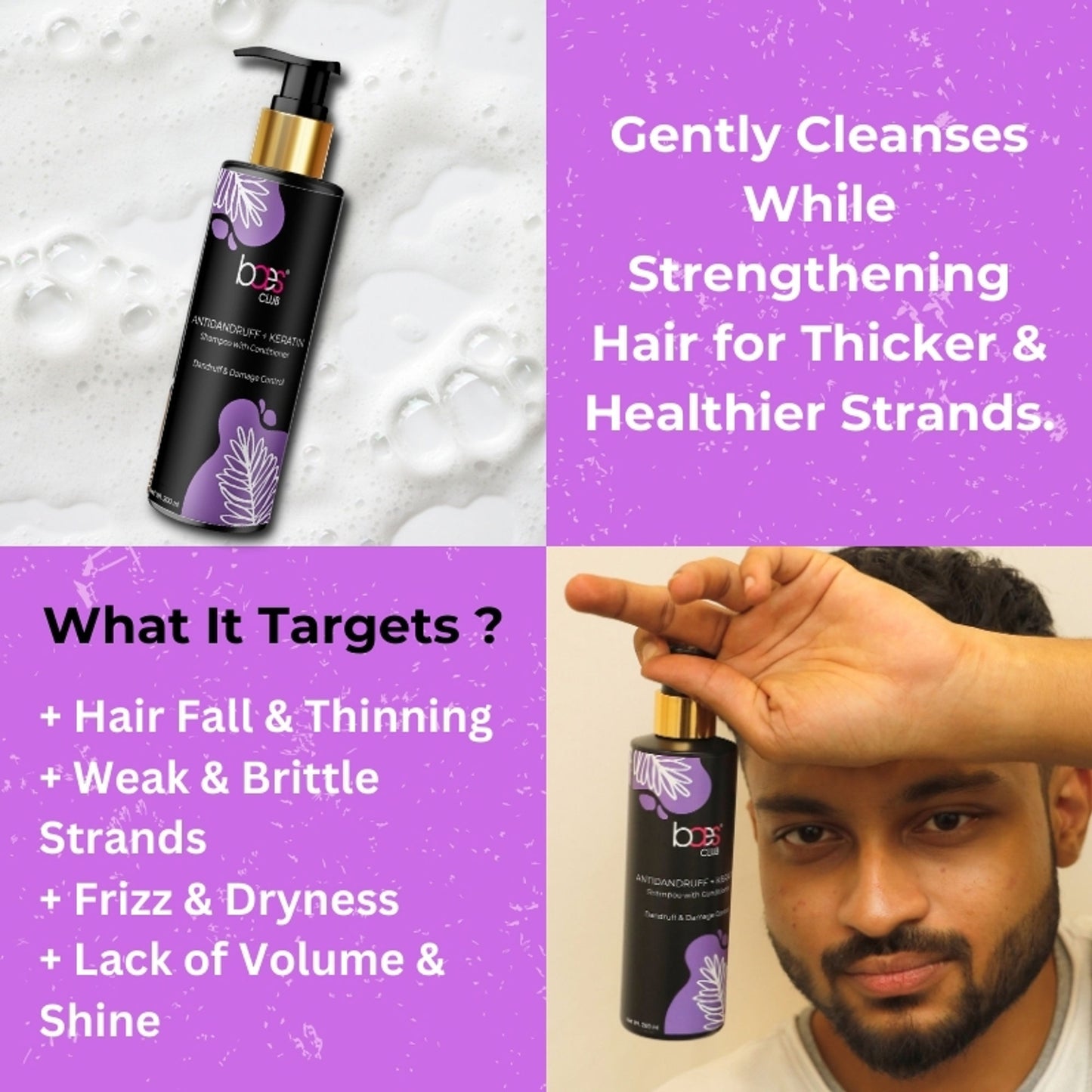 Baes Club Antidandruff + Keratin Shampoo With Conditioner Helps With Itching & Redness Unisex