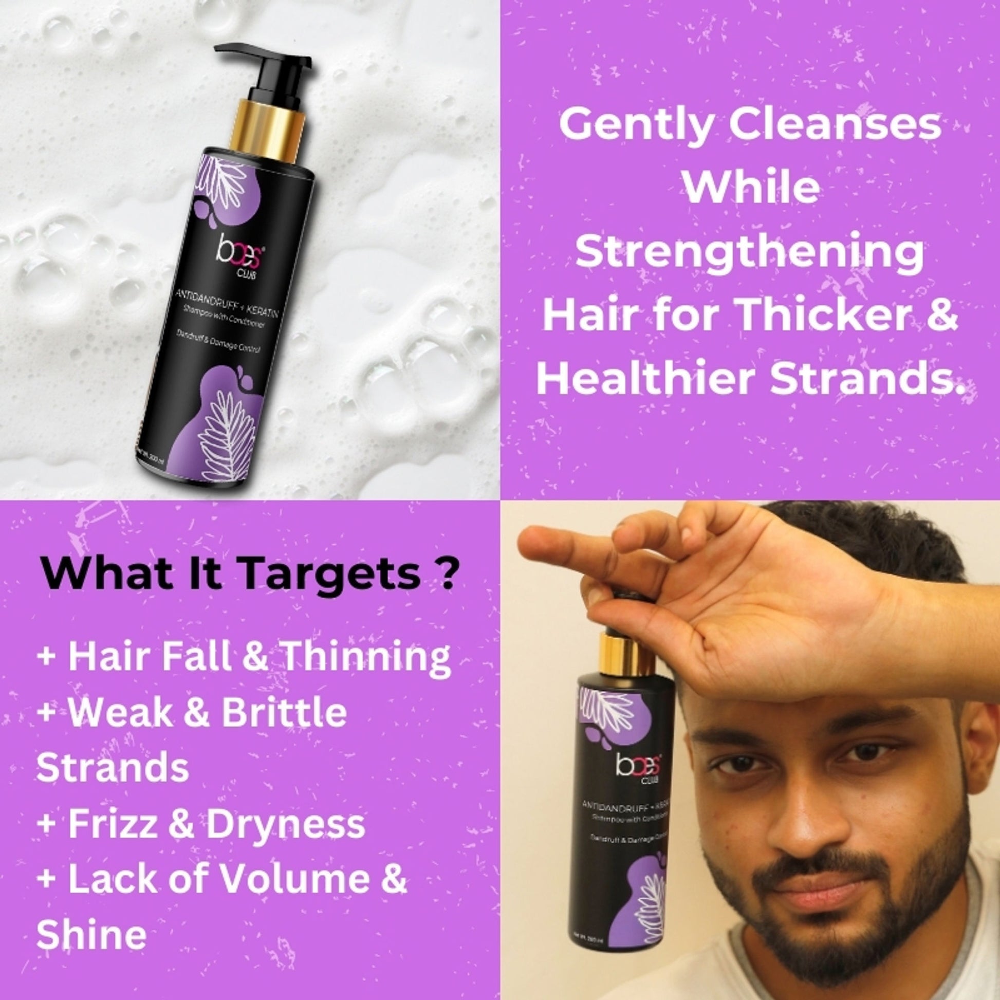 Baes Club Antidandruff + Keratin Shampoo With Conditioner Helps With Itching & Redness Unisex