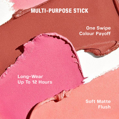 LOVETC Multi-Purpose Stick, 4-in-1, 12-Hr Longwear, Intense Colour, Hyaluronic Acid - Bloom