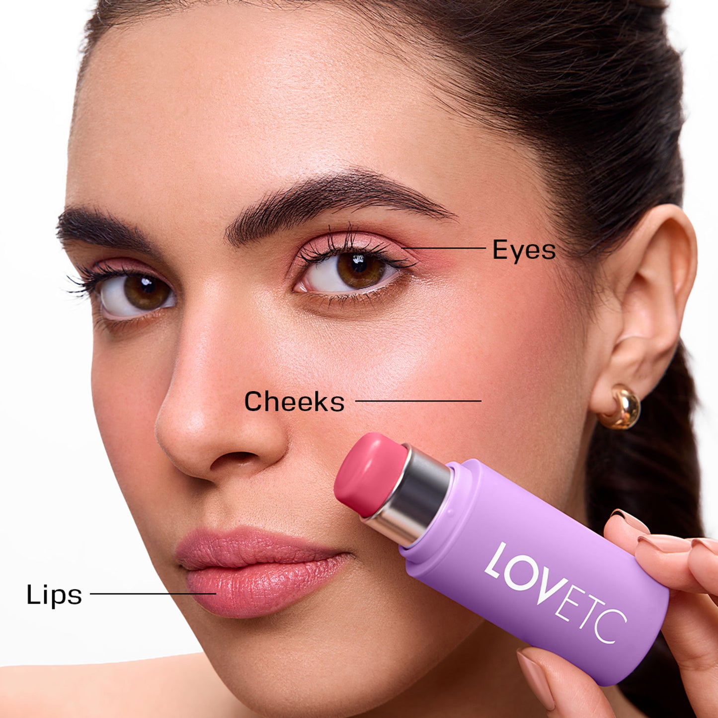 LOVETC Multi-Purpose Stick, 4-in-1, 12-Hr Longwear, Intense Colour, Hyaluronic Acid - Bloom